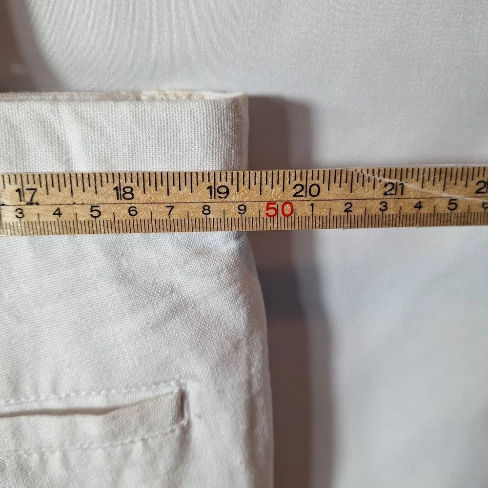 TRUST Linen Blend Pleat Front Cuff Hem Pant Sz 38x30 White Coastal Beach Resort